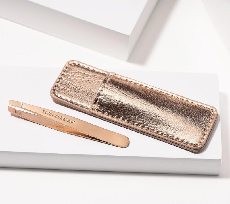 Bath & Body |  Rose Gold Mini Slant Tweezer W/ Case Bath & Body Bath & Body