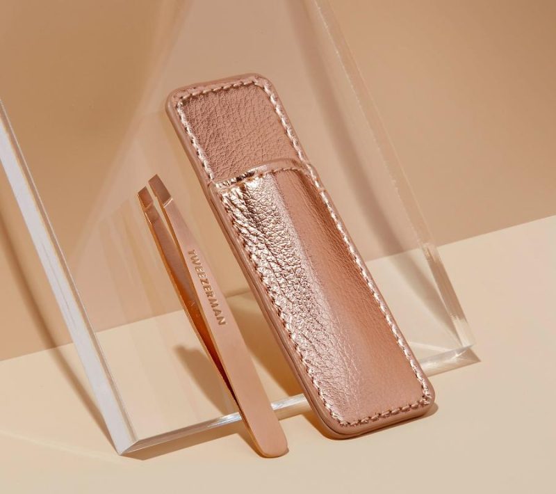 Bath & Body |  Rose Gold Mini Slant Tweezer W/ Case Bath & Body Bath & Body