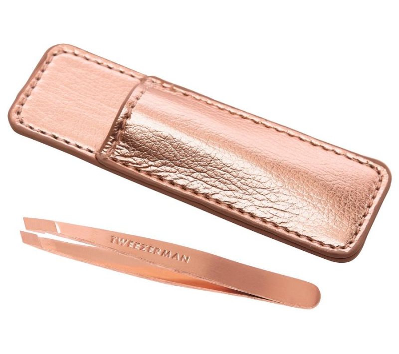 Bath & Body |  Rose Gold Mini Slant Tweezer W/ Case Bath & Body Bath & Body