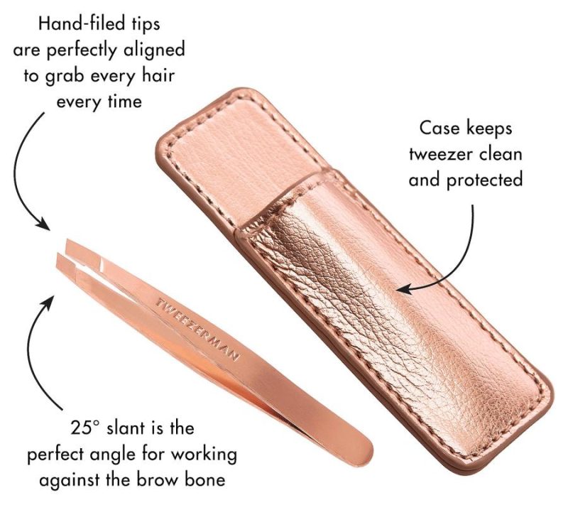 Bath & Body |  Rose Gold Mini Slant Tweezer W/ Case Bath & Body Bath & Body