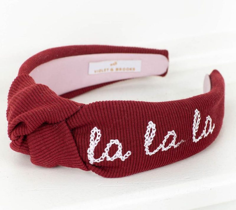 Hair Care |  Fa La La Embroidered Knot Headband Hair Care Cranberry