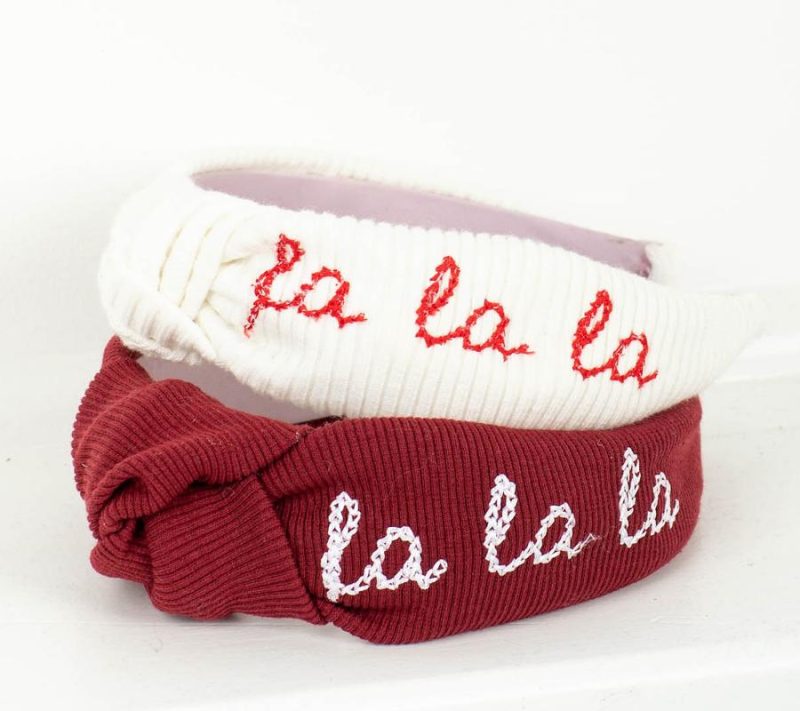 Hair Care |  Fa La La Embroidered Knot Headband Hair Care Cranberry