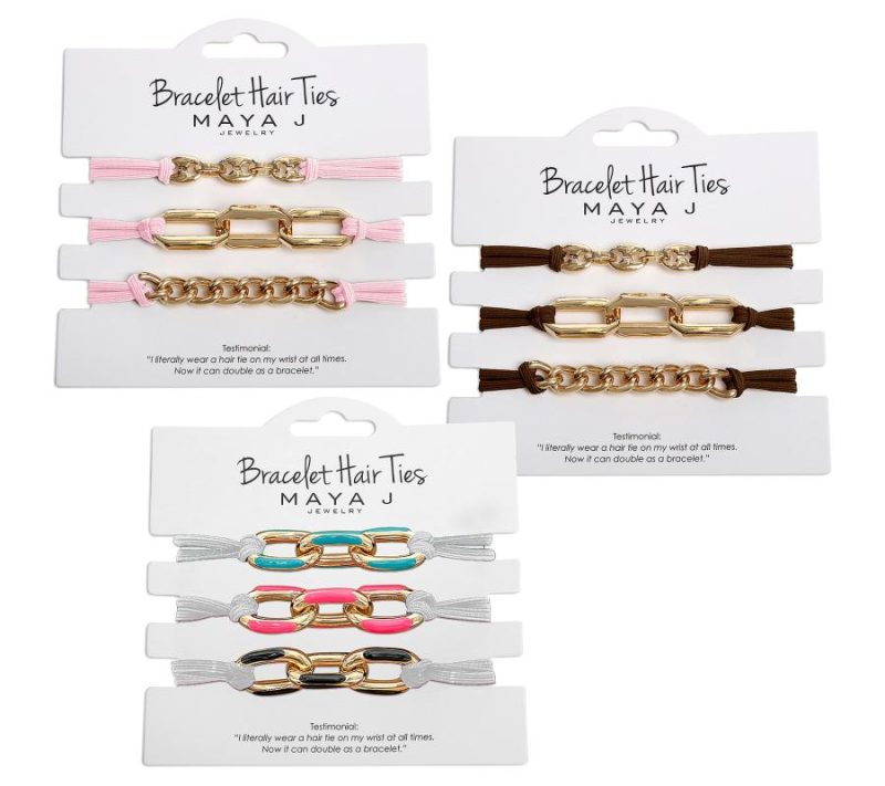 Hair Care |  Jewelry Set Of 9 Designer Hair Ties/ Bracelets Hair Care Gold