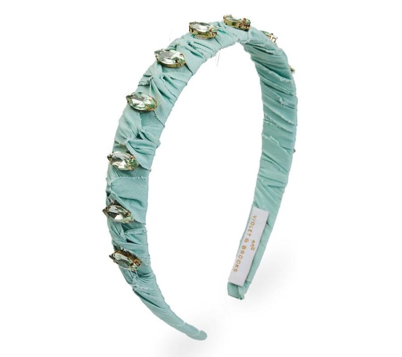 Hair Care |  Rebecca Linen & Crystal Wrapped Headband Hair Care Blue