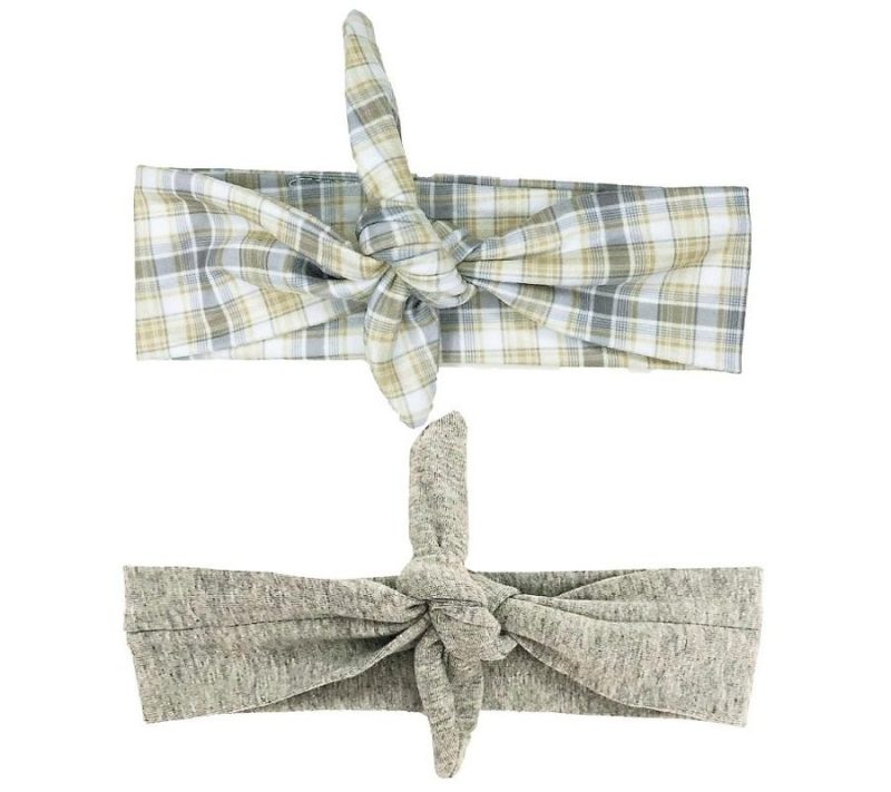 Hair Care |  Set Of 2 Knotted Headbands Hair Care Grey Plaid