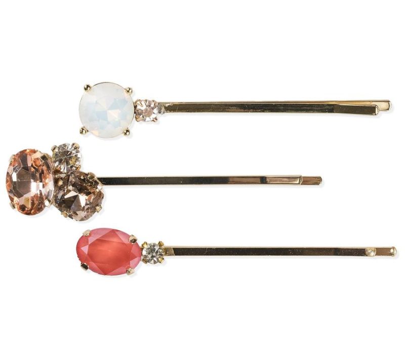 Hair Care |  Skylar Crystal Bobby Pin Trio Hair Care Coral