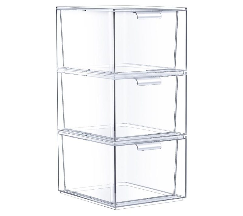 Makeup |  3 Pack Clear Stackable Acrylic Drawer Makeup Organizers Makeup Clear