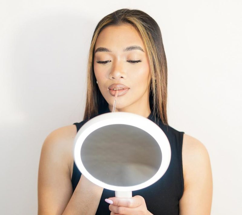 Makeup |  Cami Led Handheld Rechargeable Vanity Mirror With 1X/5X Mag Makeup Blue Fluff