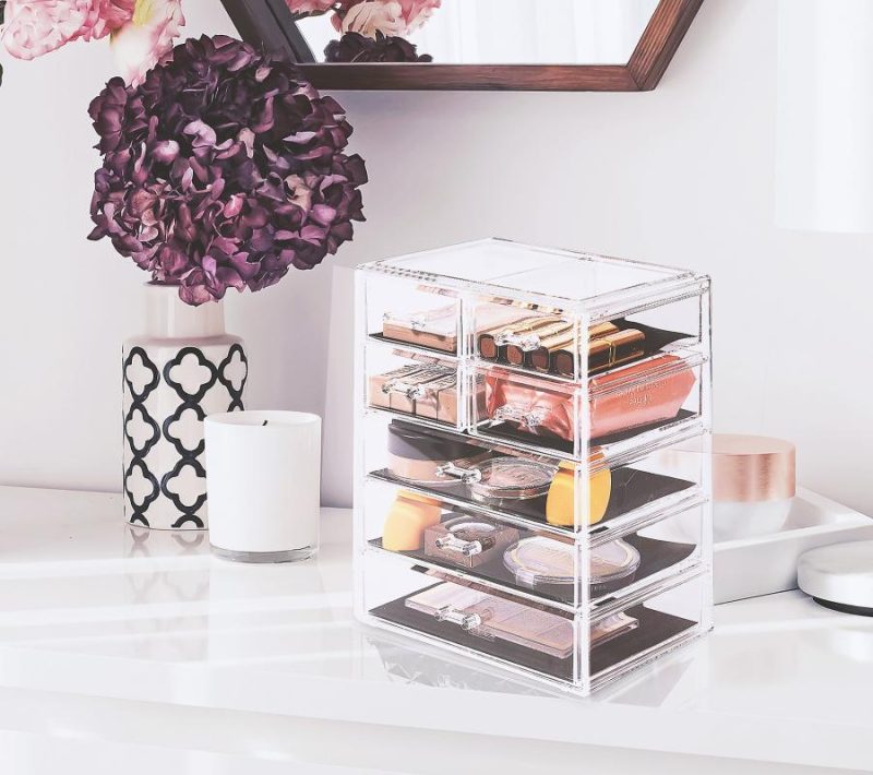 Makeup |  Makeup And Jewelry Storage Case With 7 Drawers Makeup Black