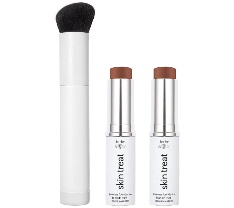 Makeup |  Skin Treat Poreless Stick Foundation Duo With Brush Makeup Deep