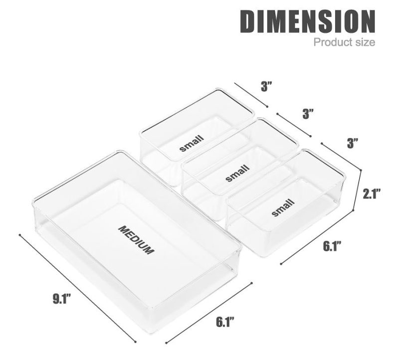 Men’s Grooming |  Clear Dr Awer Organizer 4-Piece Set, Mu Lti-Purpose Bin Men's Grooming Clear