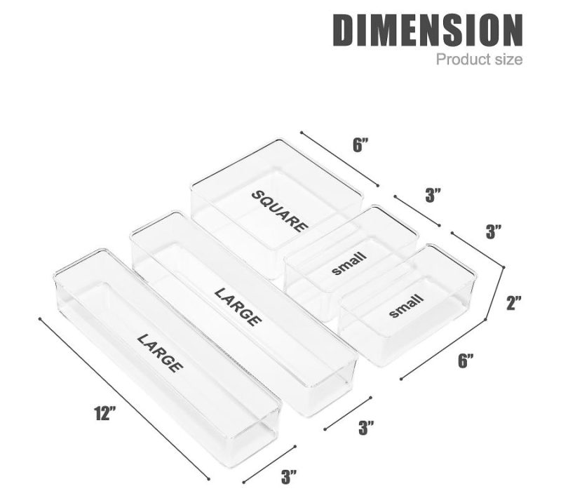 Men’s Grooming |  Clear Office Drawer Organizer 5-Piece Set Men's Grooming Clear